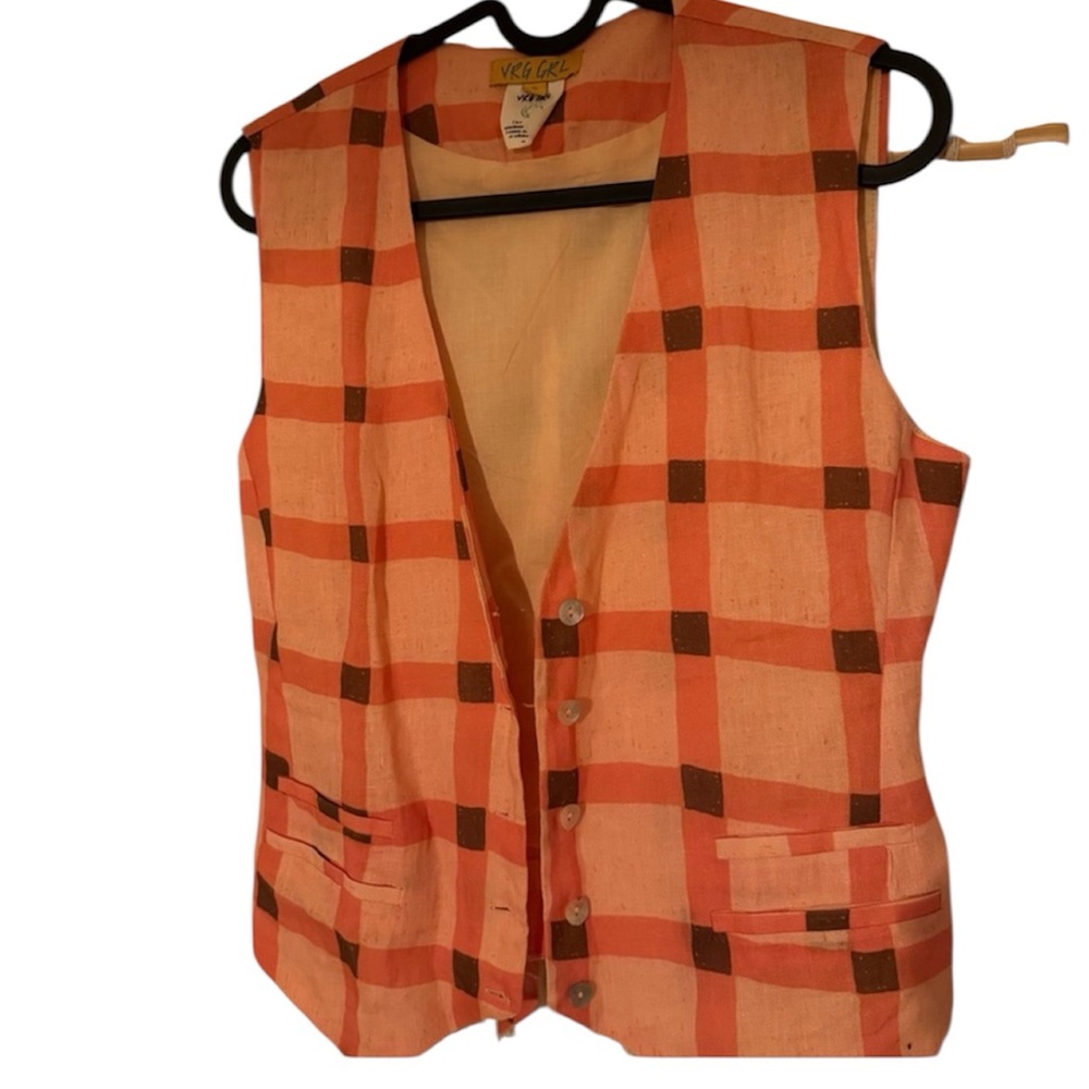 Linen Checkered Vest Never Worn